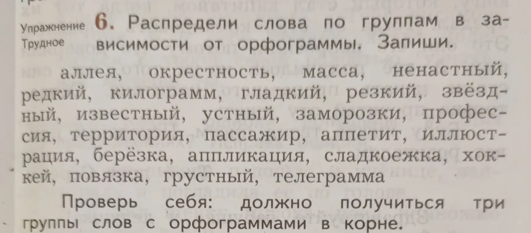Раздели слова по группам в зависимости от орфограммы