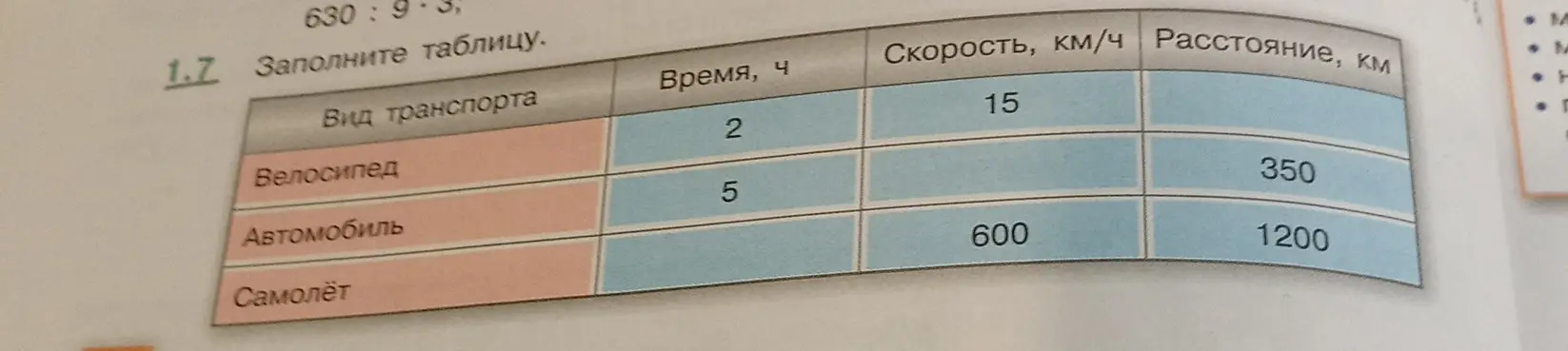 Заполни таблицу: найди время, скорость или расстояние, когда известны две другие величины