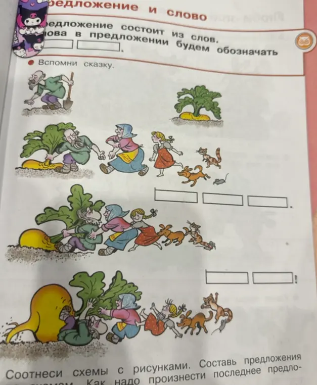 Составь предложения по картинкам к сказке "Репка"