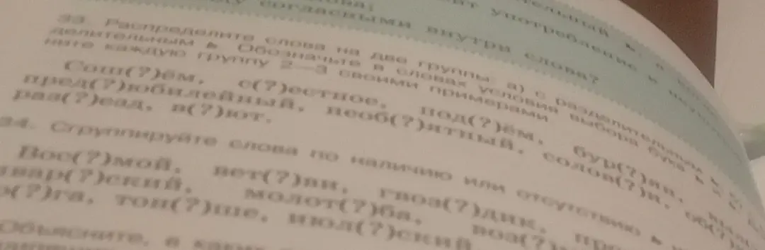 Распредели слова на две группы: с разделительным мягким знаком и согласными внутри слова