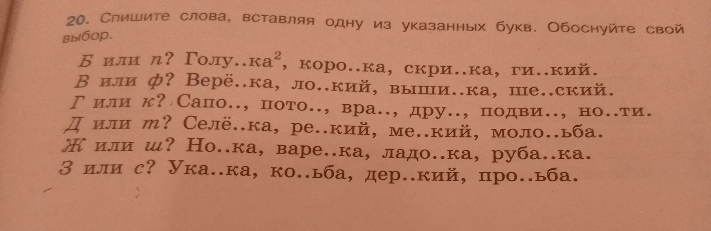 Спиши слова, вставляя одну из указанных букв: Б или П? Голу..ка²