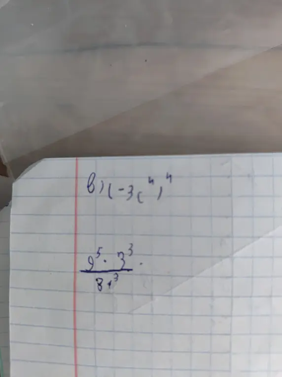 Найди значение выражения (-3c⁴)⁴ и дроби (9⁵ * 3³) / 81³