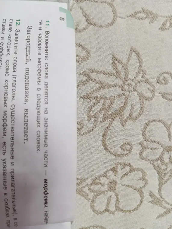 Ты просишь найти и назвать морфемы в словах "загородный", "подсказка", "вылетает".