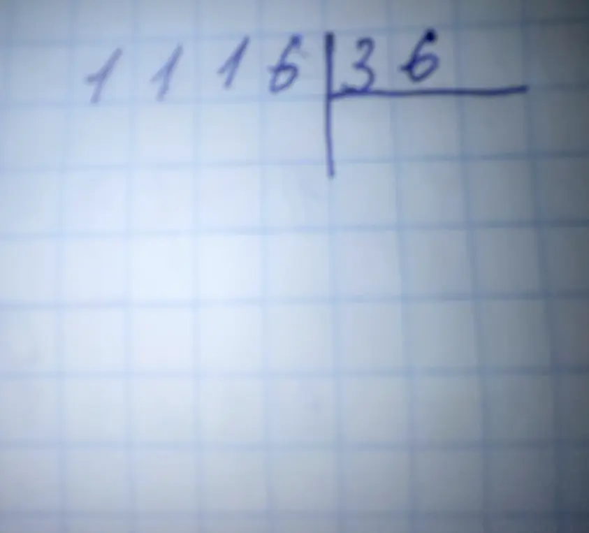 Раздели столбиком 1116 на 36