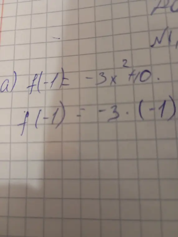 Вычисли значение функции f(x) = -3x² + 10 при x = -1