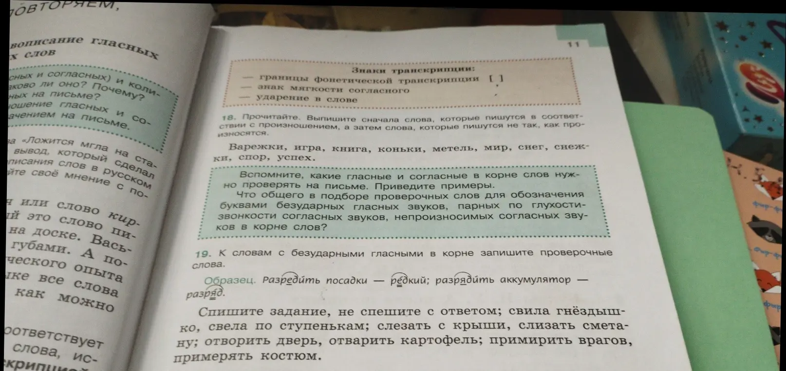 Выполни упражнения 18 и 19