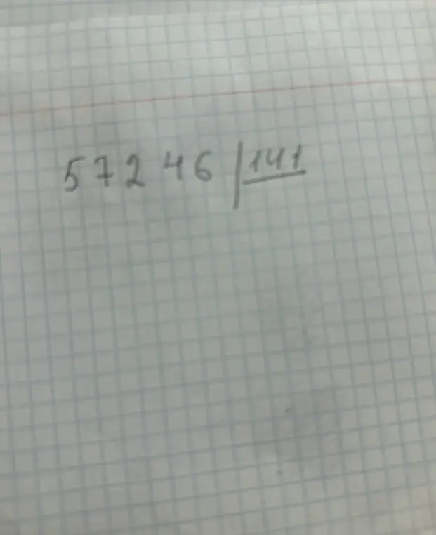 Выполни деление столбиком 57246 на 141