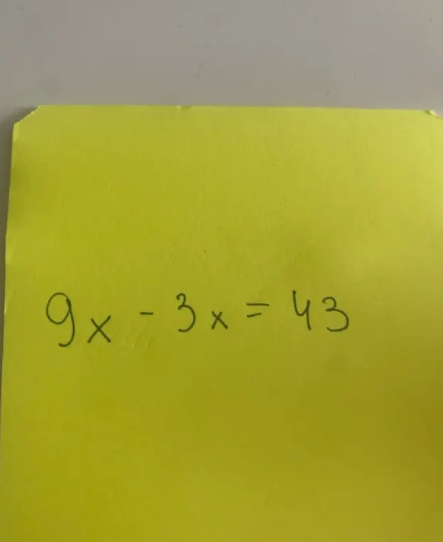 Реши уравнение 9x - 3x = 43