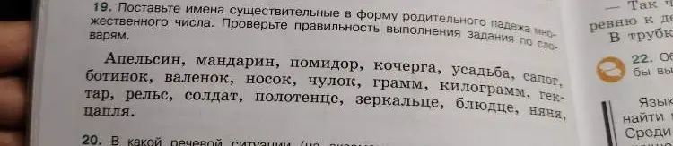 Поставь имена существительные в форму родительного падежа множественного числа