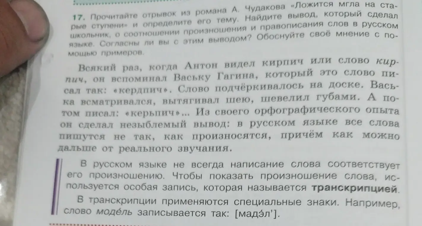 Прочитай отрывок из романа А. Чудакова «Ложится мгла на старые ступени» и определи его тему