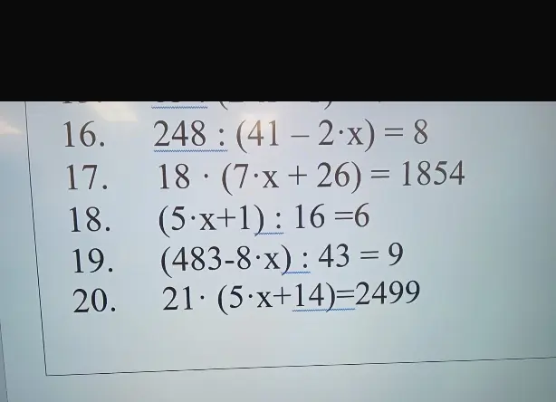 Реши уравнения: 248: (41 – 2x) = 8