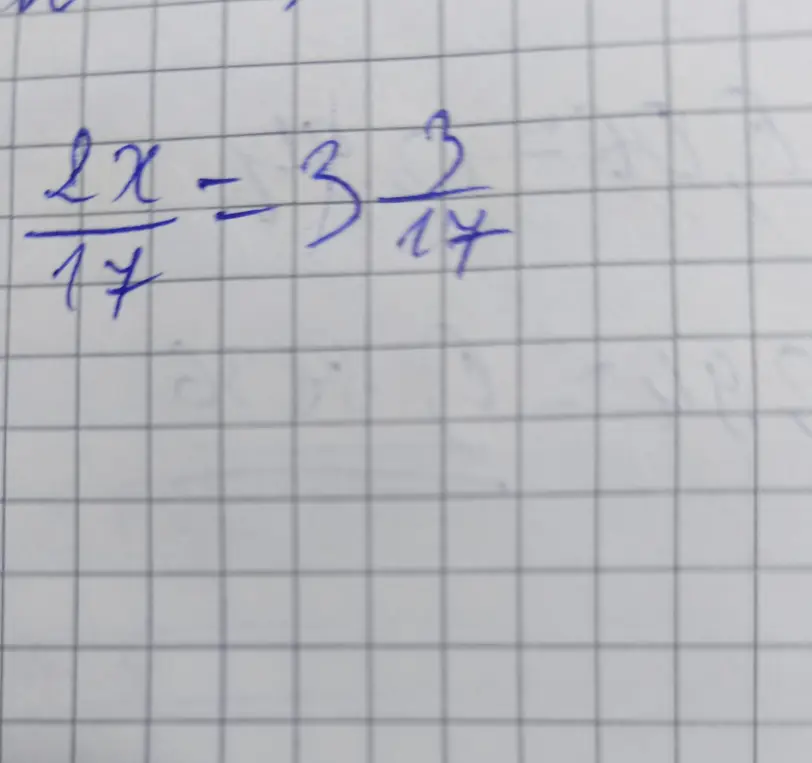 Помоги решить уравнение \frac{2x}{17} = \frac{3}{17}