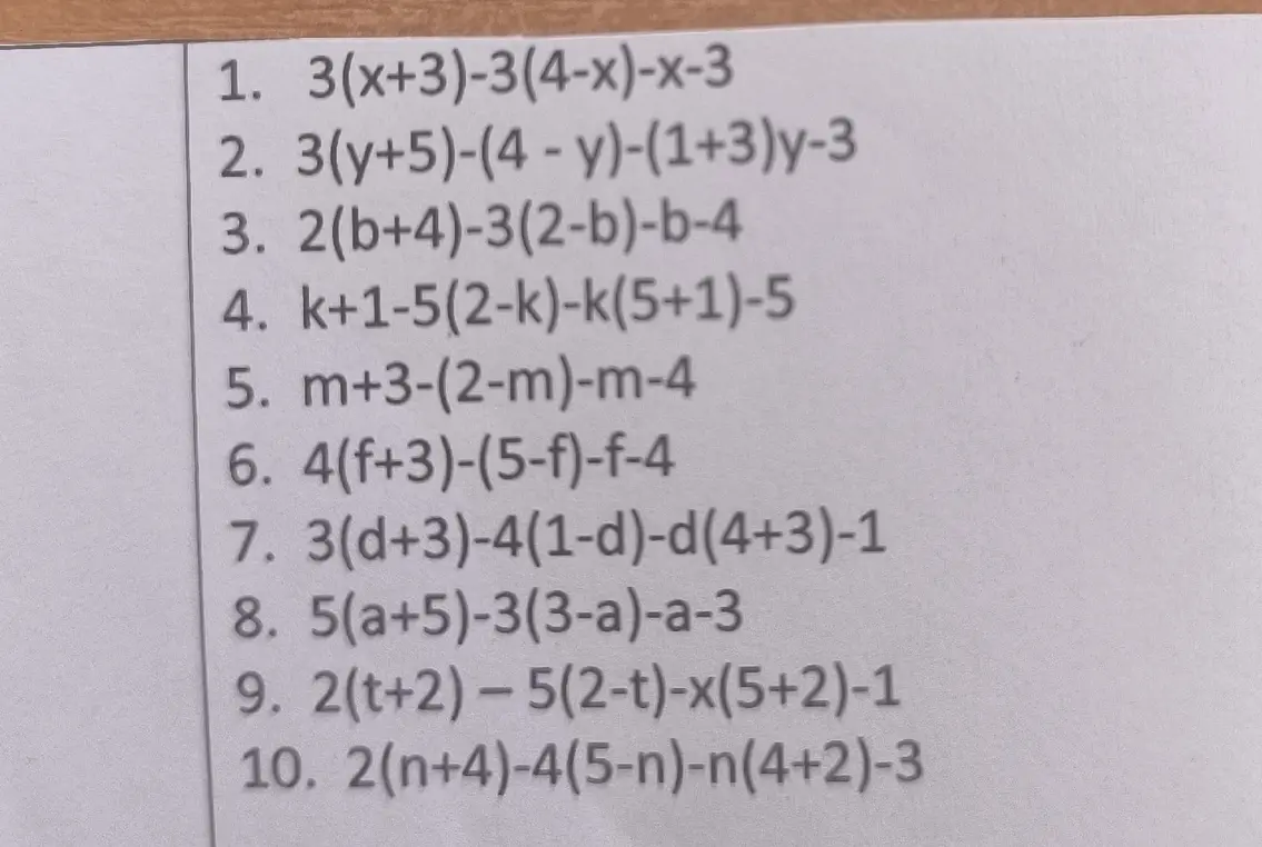 Вычисли выражения: 3(x+3)-3(4-x)-x-3