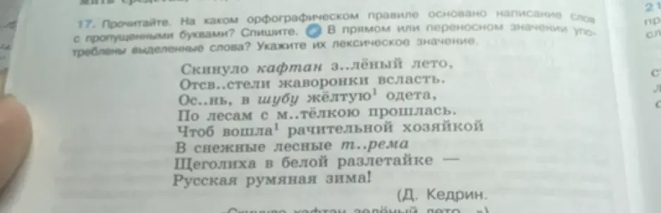 На каком орфографическом правиле основано написание слов с пропущенными буквами в стихотворении?