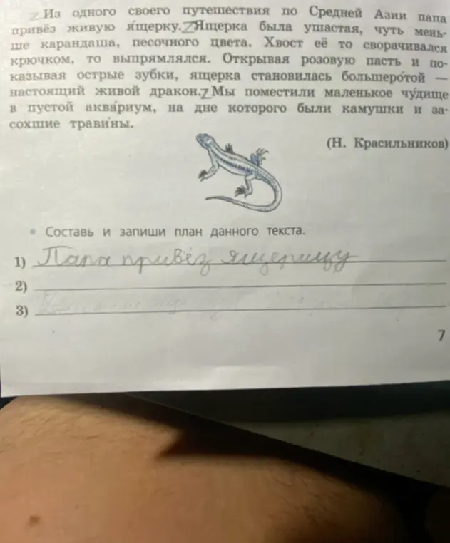 Составь и запиши план данного текста.