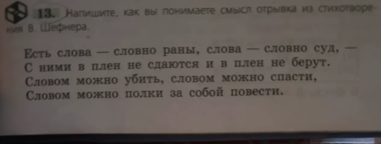 Как ты понимаешь смысл отрывка из стихотворения В. Шефнера?