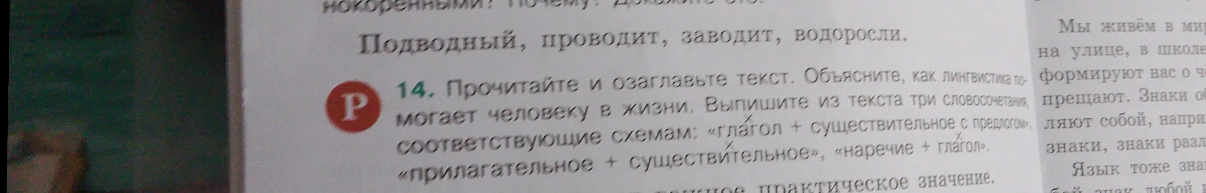 Помоги мне выписать из текста три словосочетания, соответствующие схемам: «глагол + существительное с предлогом», «прилагательное + существительное», «наречие + глагол»