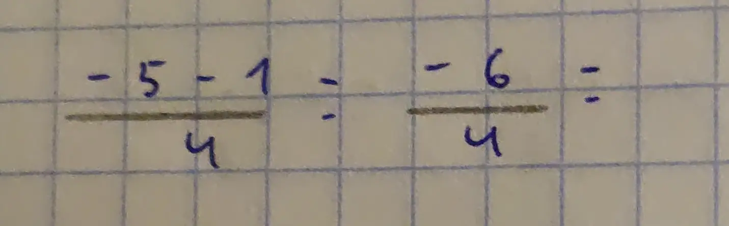 Вычисли значение выражения (-5-1)/4 - (-6)/4