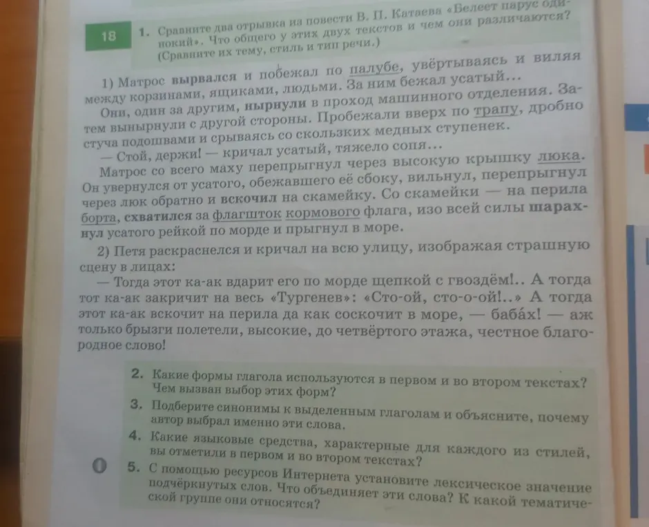 Сравни два отрывка из повести В. П. Катаева «Белеет парус одинокий». Что общего у этих двух текстов и чем они различаются?