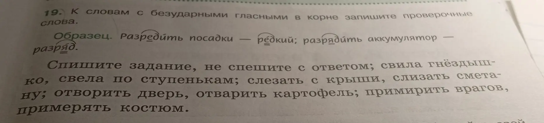 Предложи проверочные слова к словам с безударными гласными в корне: свила гнёздышко.