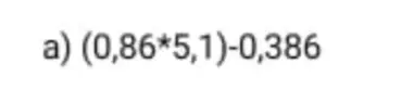 Ты просишь вычислить значение выражения (0,86 * 5,1) - 0,386