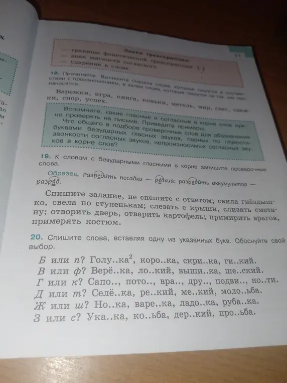 Выполни задание, вставляя одну из указанных букв в слова: Голу..ка, коро..ка, скри..ка, ги..кий
