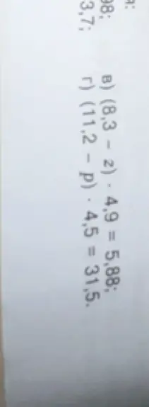 Реши уравнения: (8,3 – z) * 4,9 = 5,88 и (11,2 – р) * 4,5 = 31,5