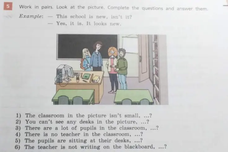 Помоги составить вопросы к картинке: The classroom in the picture isn't small...?