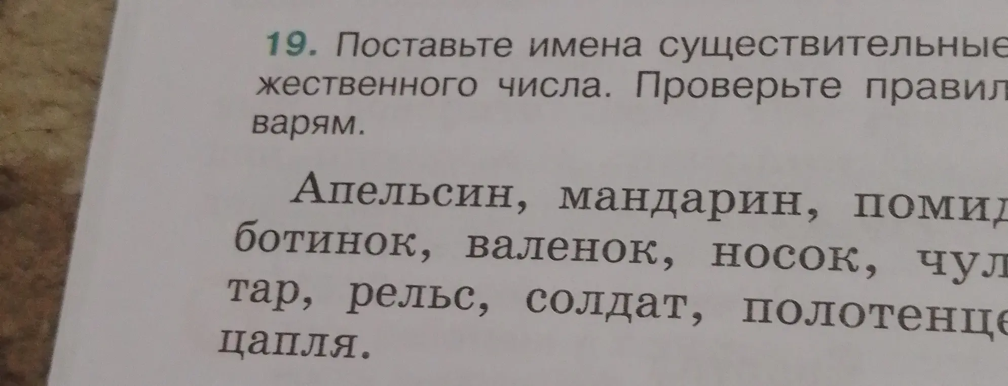 Измени имена существительные в форме единственного числа во множественное
