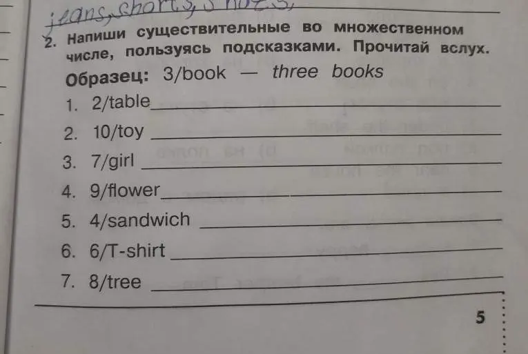 Напиши существительное table во множественном числе, пользуясь подсказками