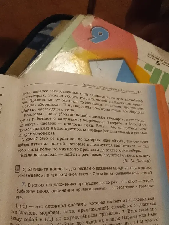 В каких предложениях пропущено слово речь, а в каких — язык?