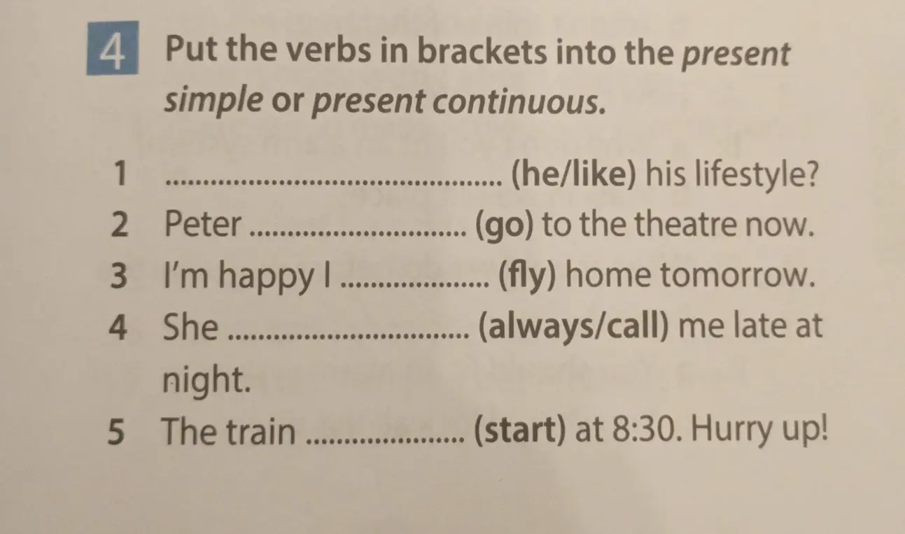 Помоги вставить глаголы в скобках в present simple или present continuous в предложении 'Put the verbs in brackets into the present simple or present continuous.'