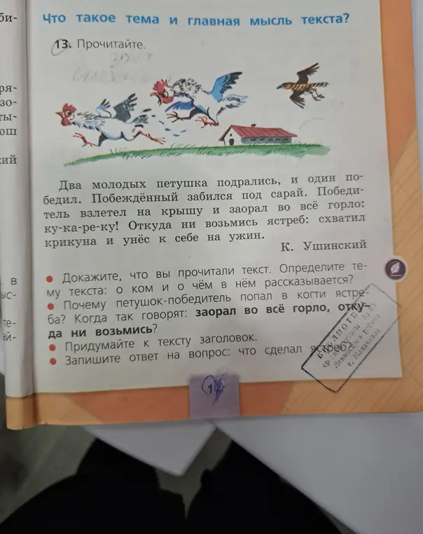 Докажи, что ты прочитал текст и определи тему текста: о ком и о чём в нём рассказывается?