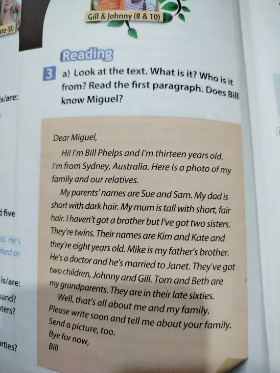 Можешь ли ты ответить на вопросы по тексту: What is it? Who is it from? Read the first paragraph. Does Bill know Miguel?