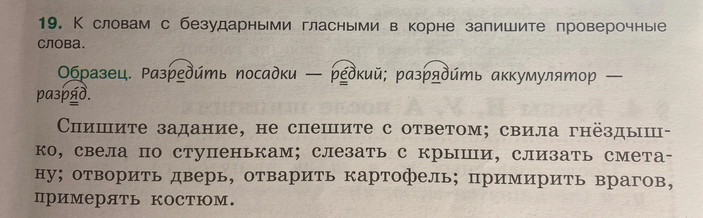 Подбери проверочные слова к словам с безударными гласными в корне: свила гнёздышко