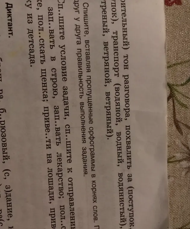 Вставь пропущенные орфограммы в корнях слов: сп..шите условие задачи