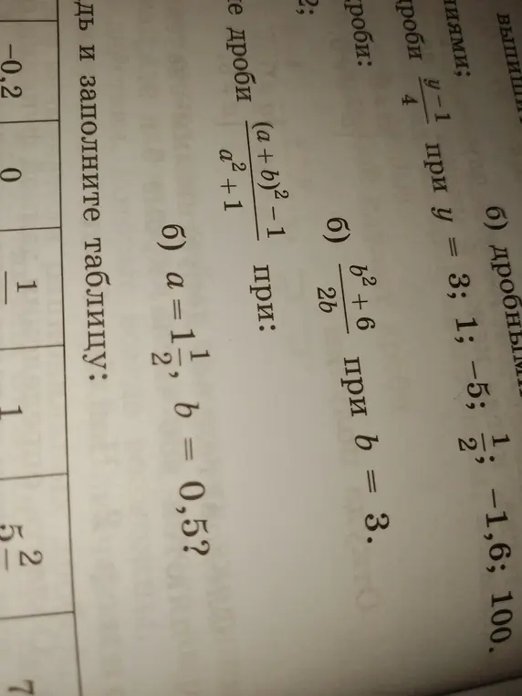 Вычисли значение выражения $\frac{(a+b)^2 - 1}{a^2 + 1}$ при $a = 1\frac{1}{2}$ и $b = 0,5$