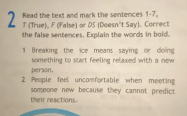 Объясни значения выделенных слов и отметь предложения как True, False или Doesn't Say в тексте на английском языке.