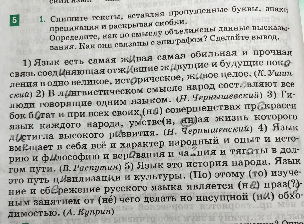 Выполни задание: спиши тексты, вставляя пропущенные буквы, знаки препинания и раскрывая скобки.
