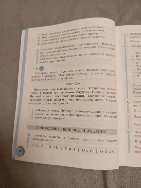 Помоги расставить запятые в схемах однородных членов предложения.