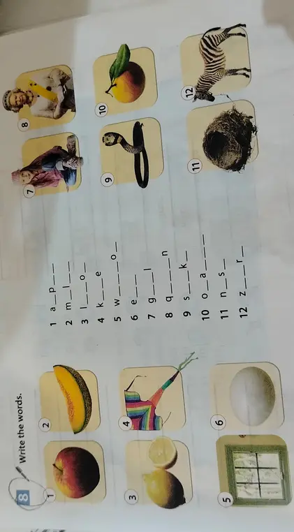 Заполни пропуски в словах: 1 a_p__