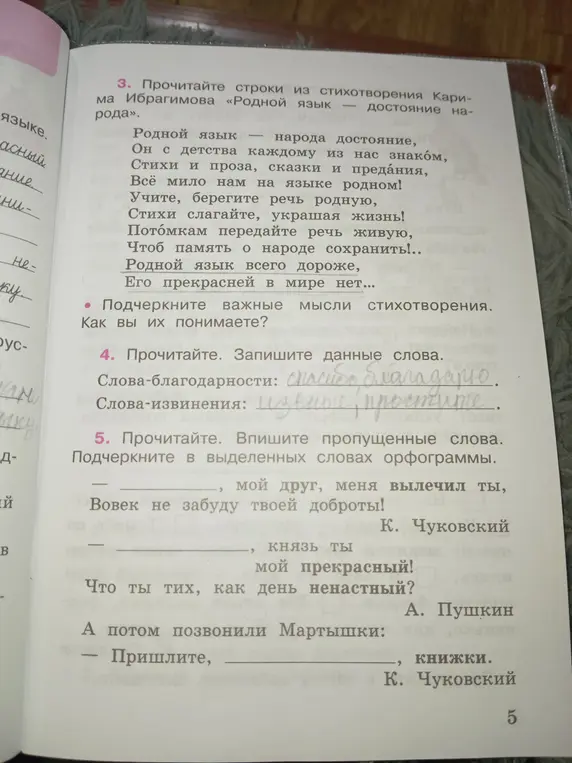 Ты просишь вставить пропущенные слова в стихотворения и подчеркнуть орфограммы.