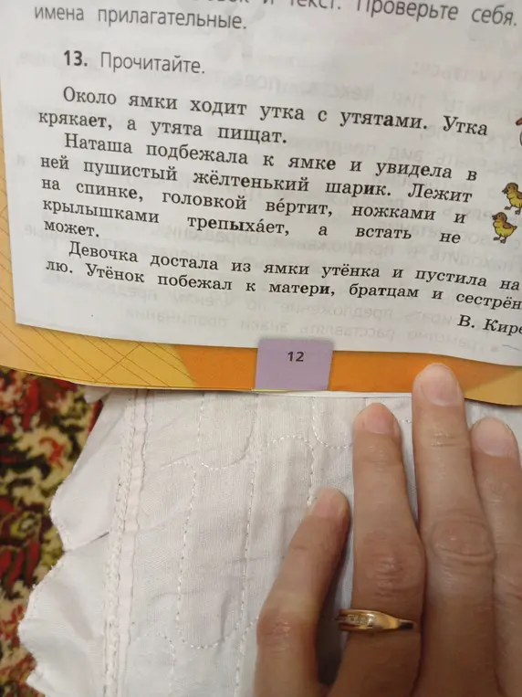 Предлагаешь прочитать текст про утку и утят