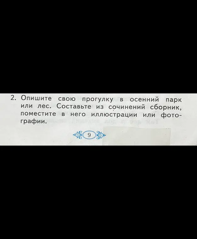 Составь сборник сочинений и помести в него иллюстрации или фотографии, чтобы описать свою прогулку в осенний парк или лес