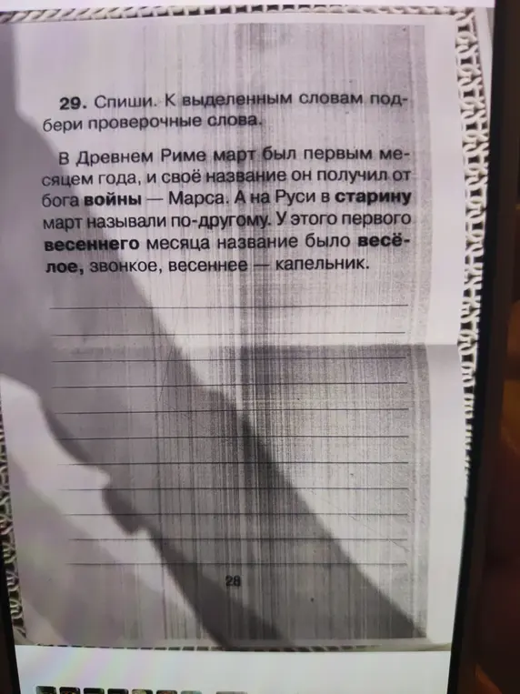 Подбери проверочные слова к выделенным словам.