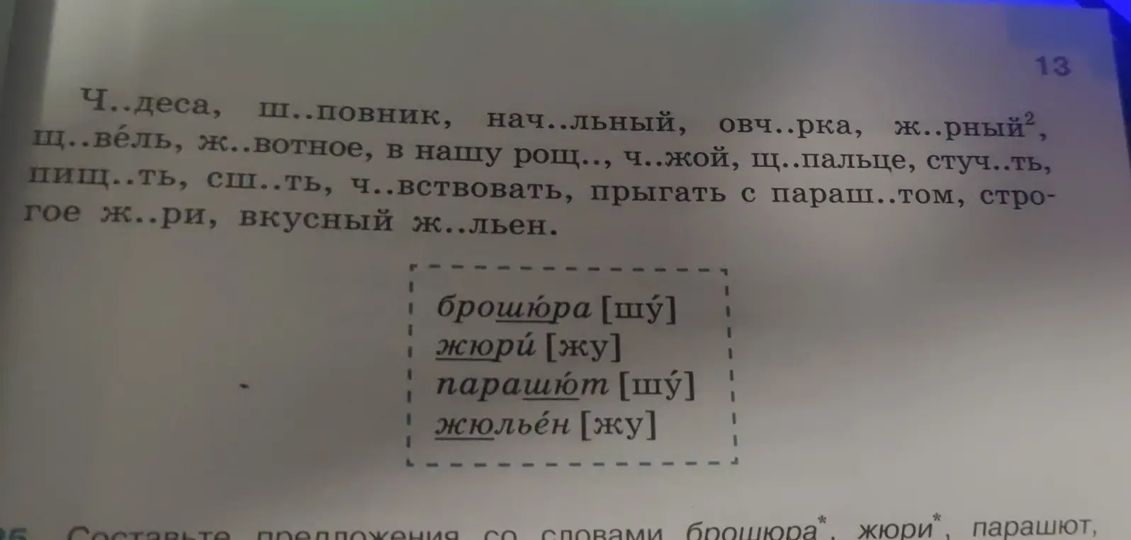Мне нужно выписать в первый столбик слова с гласной «а» и после шипящих, во второй — с гласной «и», в третий — с гласной «у». Обозначь изучаемую орфограмму (см. образец в правиле). Какие слова не вошли ни в один из столбиков? Почему? Выпиши их отдельно.