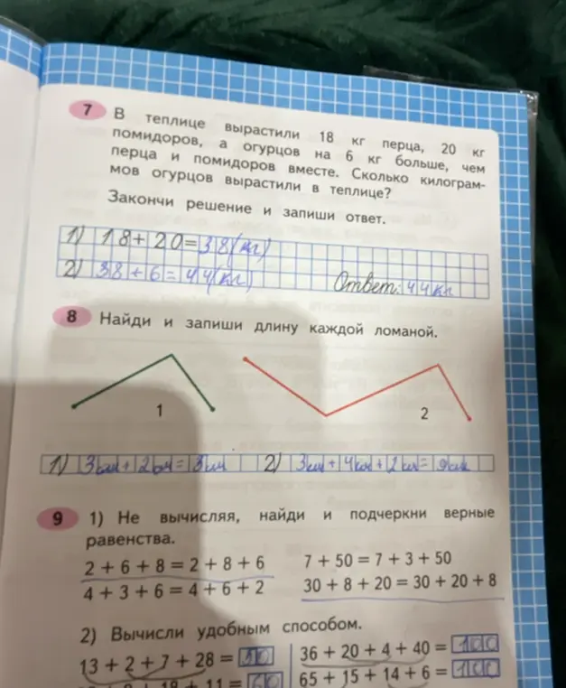 Реши примеры и задачи на фото