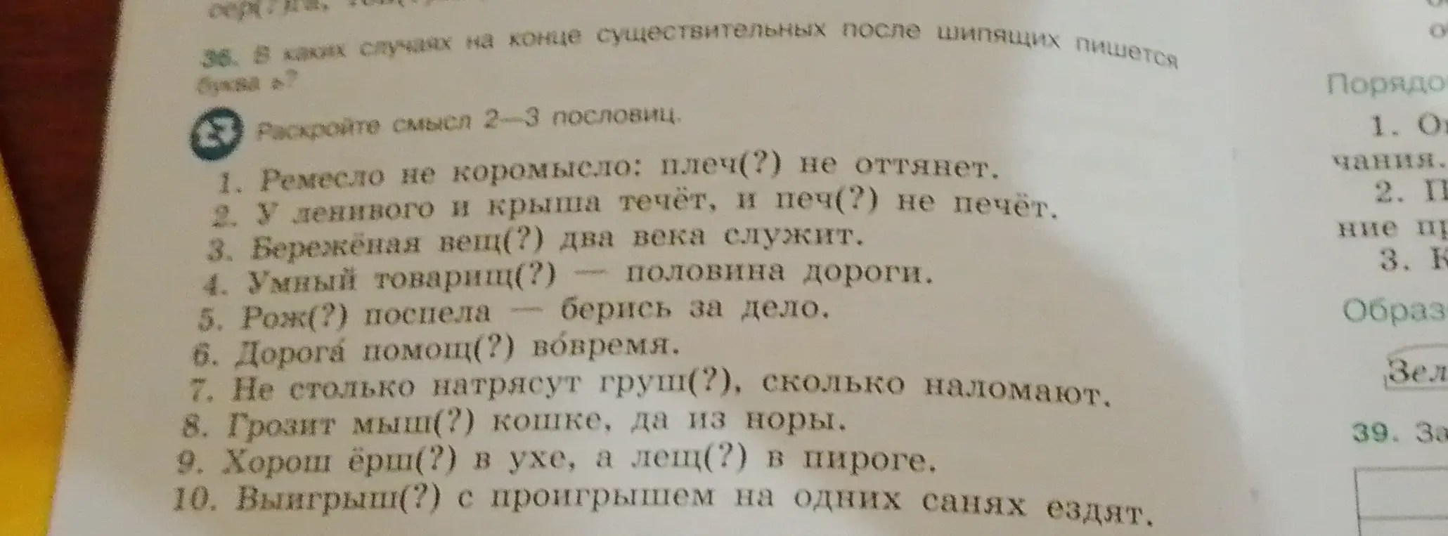 Ты просишь меня подсказать, какую букву нужно вставить в пословицах после шипящих.
