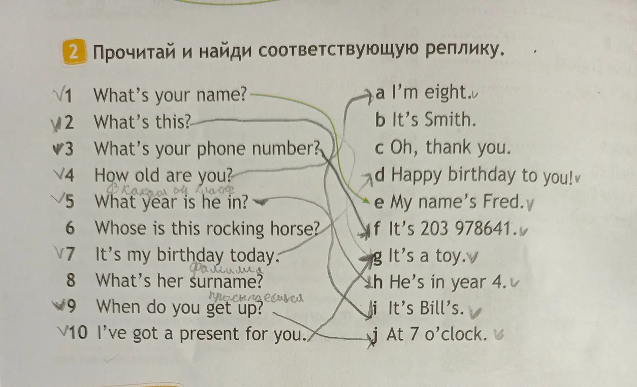 Подбери подходящую реплику к фразе на английском языке