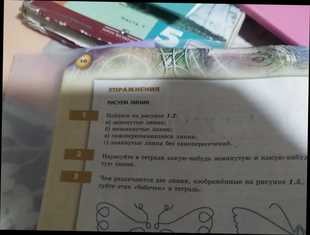 Объясни, как найти замкнутые и незамкнутые линии на рисунке 1.2